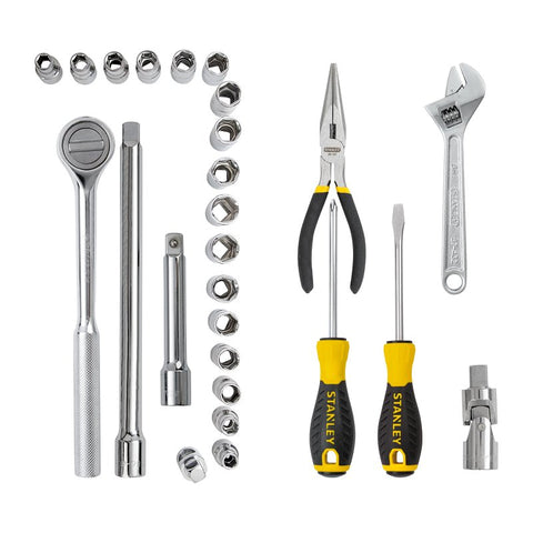 STANLEY STMT45514-LA Mechanical Tool Ratchet Set, 26 -Piece, Chrome Vanadium Steel/Plastic, Pack of 3