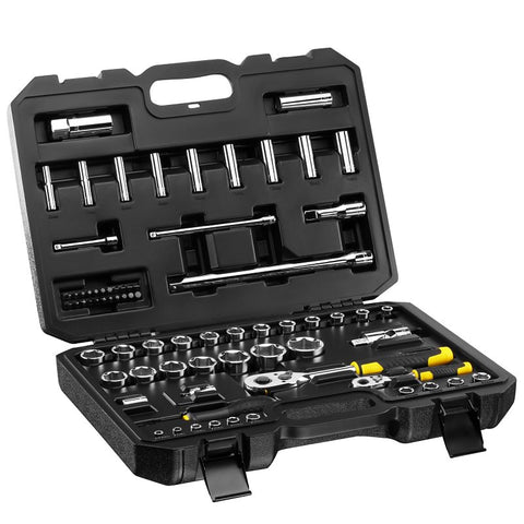 STANLEY STMT82831-LA Ratchet and Socket Set, Chrome, Pack of 2