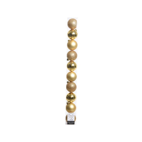 Decoris Gold Shatterproof Baubles Ornaments 2 in., Pack of 16
