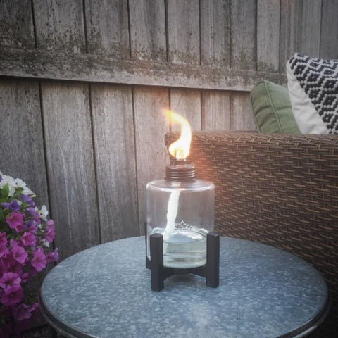 TIKI Black/Clear Glass/Metal 6.5 in. Elevated Tabletop Torch 1 pc, Pack of 6