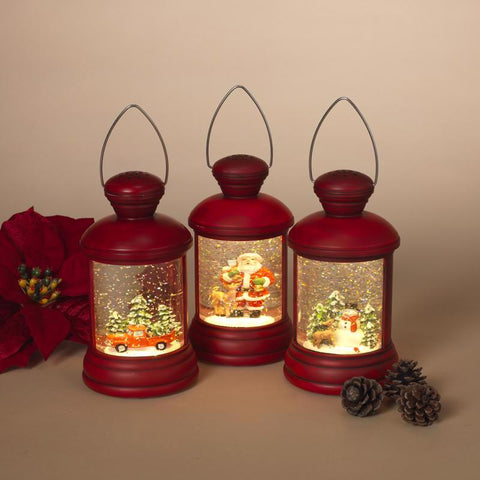 Gerson Red Spinning Lantern Snowglobe 7.4 in., Pack of 6