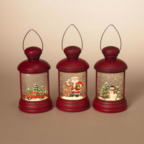 Gerson Red Spinning Lantern Snowglobe 7.4 in., Pack of 6