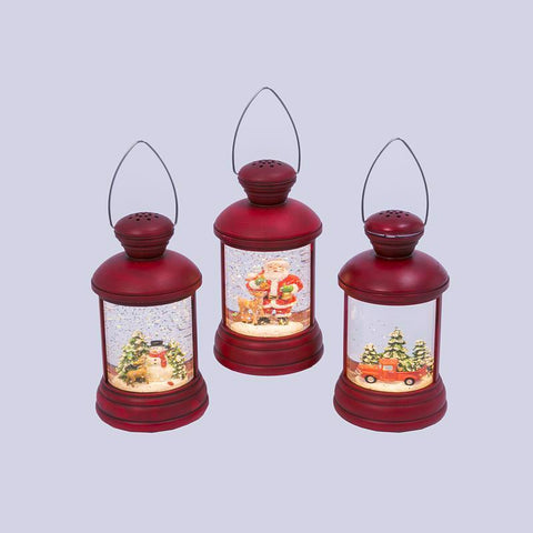 Gerson Red Spinning Lantern Snowglobe 7.4 in., Pack of 6