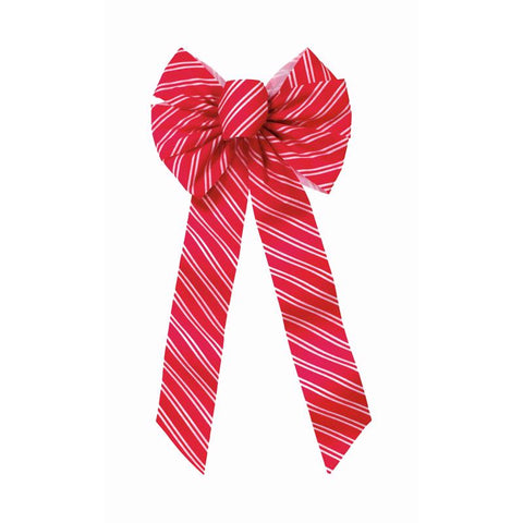 Holiday Trims Red/White Striped Christmas Bow 26 in., Pack of 12