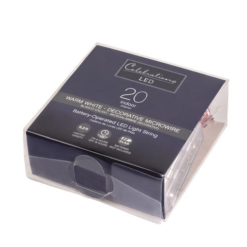 Celebrations LED Micro Dot/Fairy Clear/Warm White 20 ct Novelty Christmas Lights 6.2 ft., Pack of 12