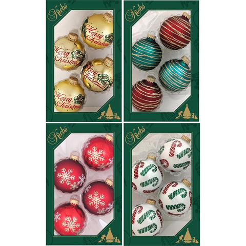 Christmas by Krebs Gold/Green/Red/White Ball Ornaments, Pack of 12