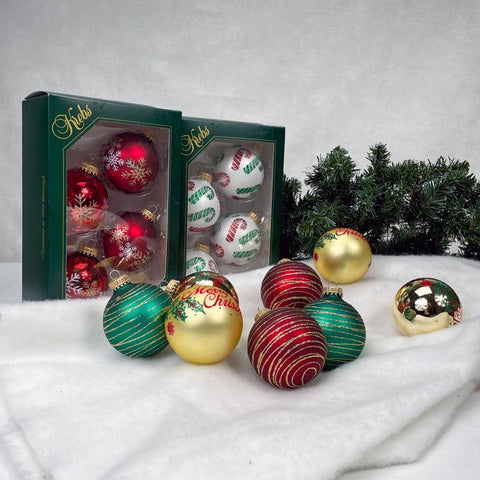 Christmas by Krebs Gold/Green/Red/White Ball Ornaments, Pack of 12