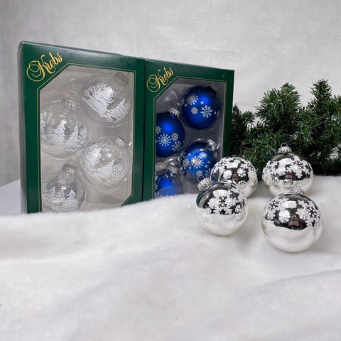 Christmas by Krebs Blue/Silver/White Ball Ornaments, Pack of 12
