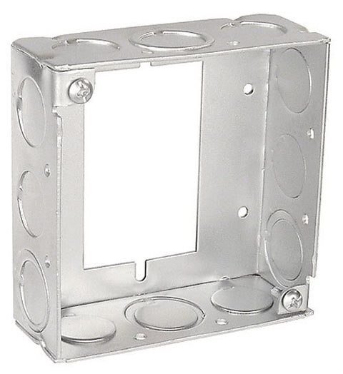 Southwire 53151-SUB-UPC Square Extension Ring, 4 in W, 12-Knockout, Steel, Silver, Galvanized