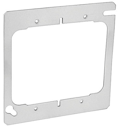 Southwire 52C20A-UPC Flat Device Ring, 0.06 in L, 4 in W, Square, 2-Gang, Steel, Silver, Galvanized