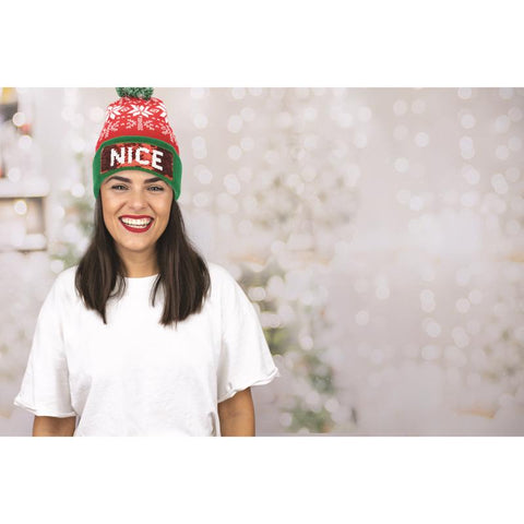 DM Merchandising Winter Naughty or Nice Santa Sequin Pom Hat Green/Red One Size Fits Most, Pack of 12