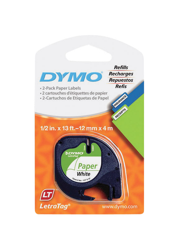 Dymo LetraTag 1/2 in. W X 156 in. L White Paper Label Maker Tape ...