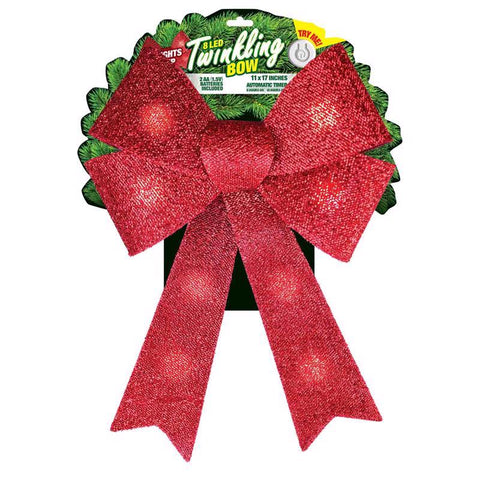 Magic Seasons LED Bow 17 in. Hanging Decor, Pack of 8