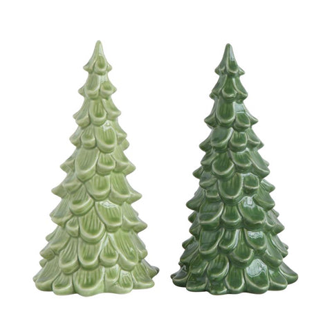 Creative Co-Op Vintage Christmas Dark Green/Light Green Tree Table Decor 8 in., Pack of 8
