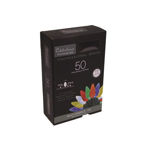 Celebrations Platinum LED C6 Multicolored 50 ct String Christmas Lights 25 ft.