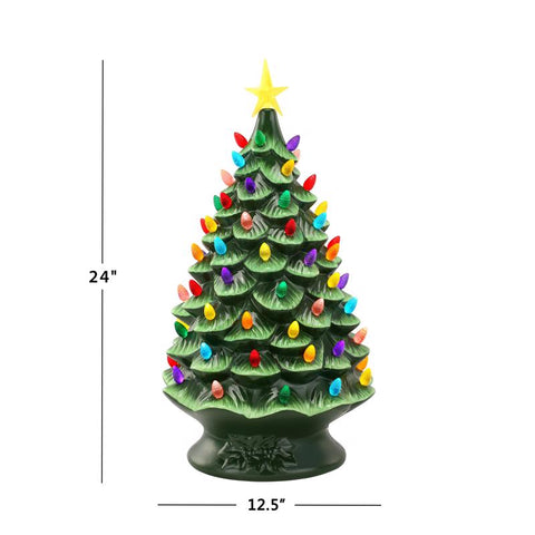 Mr. Christmas LED Green Nostalgic Ceramic Christmas Tree 24 in.