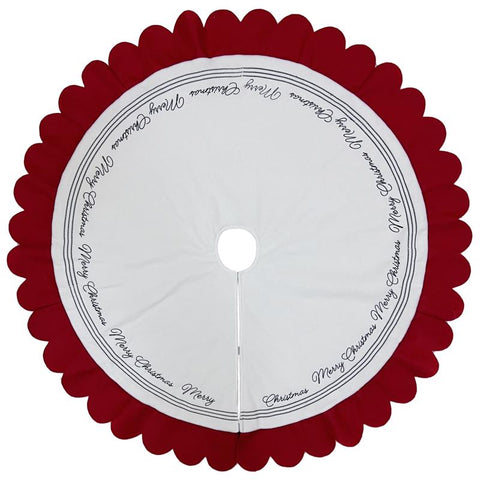 Celebrations Home Red/White Merry Christmas Tree Skirt 26.8 in., Pack of 4