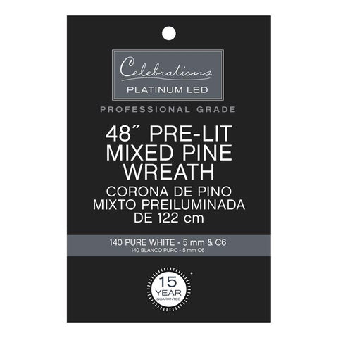 Celebrations 48 in. D LED Prelit Pure White Pine Wreath