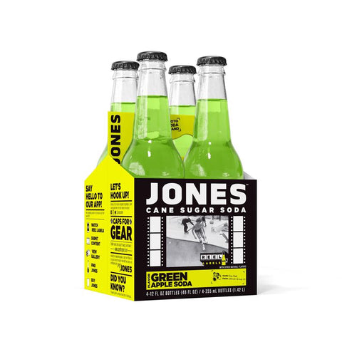 Jones Soda Green Apple Cane Sugar Soda 12 oz 1 pk, Pack of 24