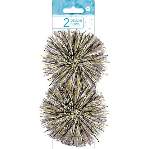Paper Images Izzy Ob Multi-Color Pearl/Black Firework Bows, Pack of 24