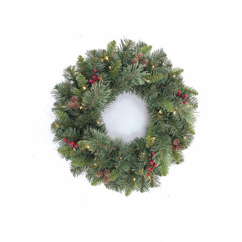Celebrations 24 in. D LED Prelit Multicolored Mixed Pine Wreath, Pack of 4