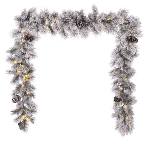 Celebrations Home 12 in. D X 9 ft. L LED Prelit Multicolored Snowy Scotch Pine Garland, Pack of 4