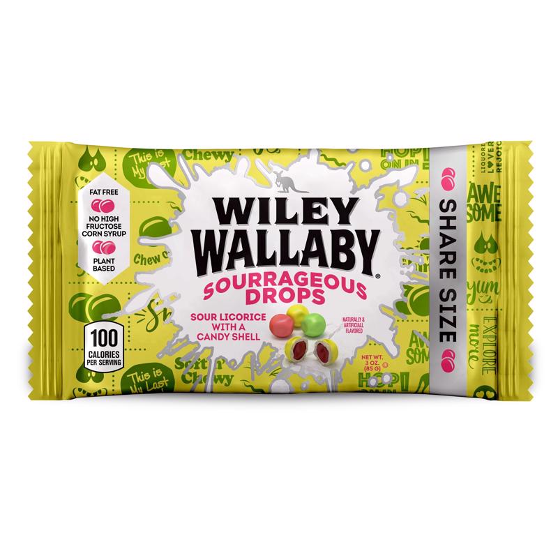 Wiley Wallaby Sourageous Drops Licorice Candy 3 oz, Pack of 18 – Shell ...
