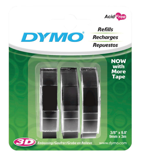 Dymo Labelmaker Refill Tape 3/8 in. x 9.8 ft. Black