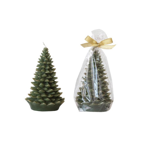 Creative Co-Op Green Unscented Tree Shaped Candle, Pack of 3