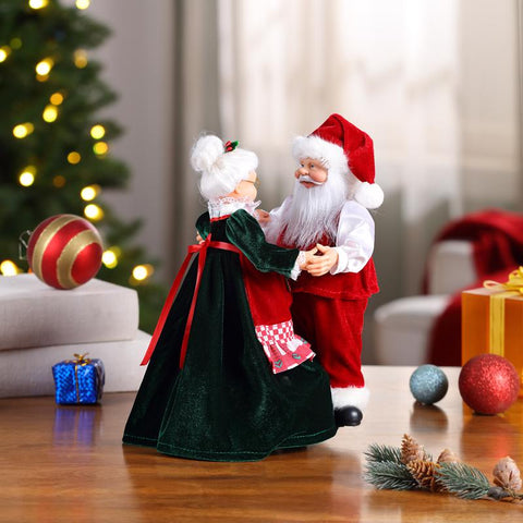 Mr. Christmas Multicolored Really Dancing Santa and Mrs. Musical Animated Decor 12 in.