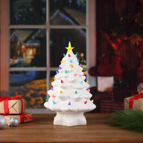 Mr. Christmas LED White Nostalgic Tree Table Decor 14 in.