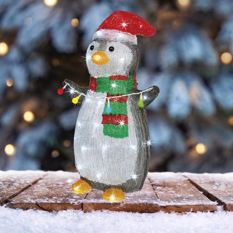 Lumineo LED Cool White Penguin 18 in. Yard Decor