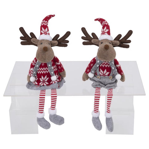 Gerson Multicolored Holiday Moose Shelf Sitters Table Decor 23 in., Pack of 8