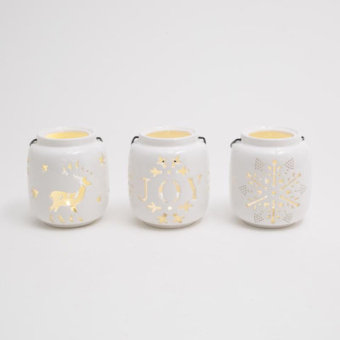 Gerson White Lighted Holiday Design Lantern 5 in., Pack of 12