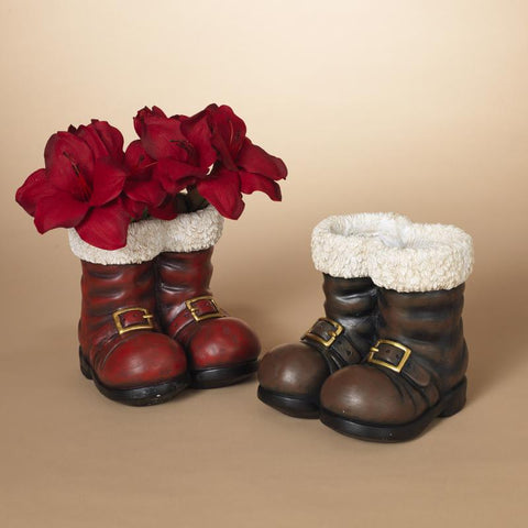 Gerson Multicolored Magnesium Santa Boots Table Decor 9 in., Pack of 4