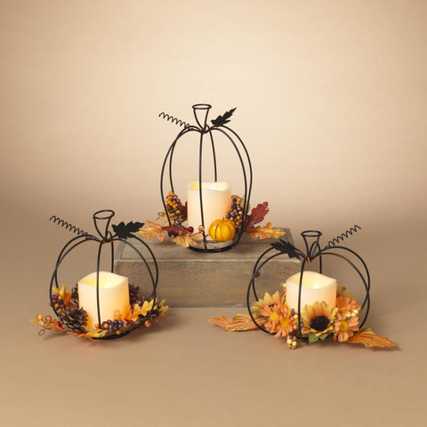 Gerson 9 in. Harvest Pumpkin & LED Candle Fall Decor, Pack of 6