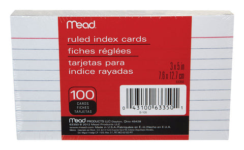 Mead Index Cards 3 in. x 5 in. 100 / Pack