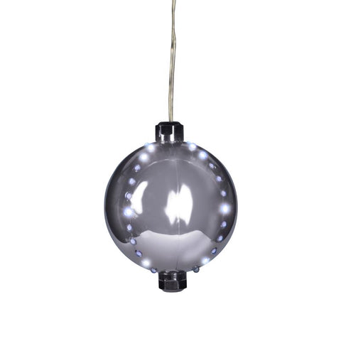 Celebrations LED Silver Snow Fall Ornament 4 in. Hanging Decor