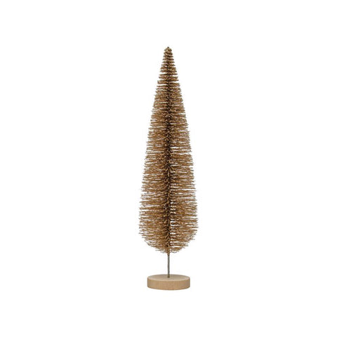 Creative Co-Op Enchanted Christmas Gold Bottle Brush Tree Table Decor 15 in., Pack of 8