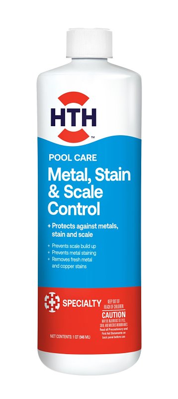 HTH Pool Care 67218 Metal Stain and Scale Control, 1 qt, Liquid, Pale Yellow/White, Pack of 6