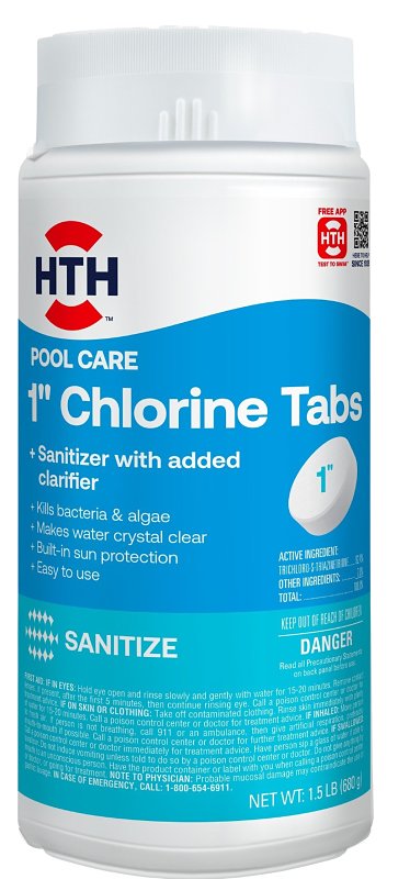 HTH 42049 Chlorine Tabs, Tablet, 1.5 lb