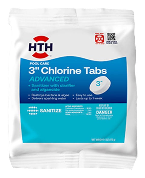 HTH 42051 Advanced Chlorine Tablet, 6 oz, Bleach, Chlorine, White, Pack of 24