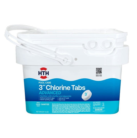 HTH 42053 Advanced Chlorine Tablet, 8 lb, Bleach, Chlorine, White