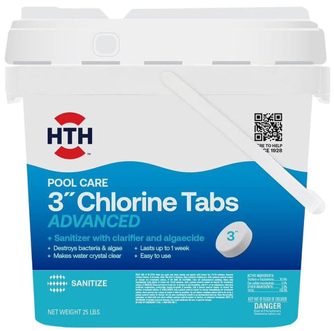 HTH 42055 Advanced Chlorine Tablet, 25 lb, Bleach, Chlorine, White