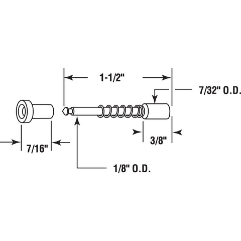 Prime-Line PL 14666 Window Screen Plunger Latch, Nylon, Black, For: 3/8 in and 7/16 in Screen Frames