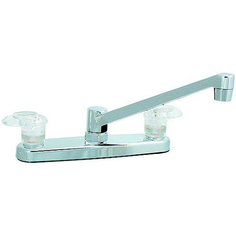 Valterra Catalina PF221301 Chrome Finish Two Handle 8″ RV Kitchen Faucet with Clear Acrylic Knobs