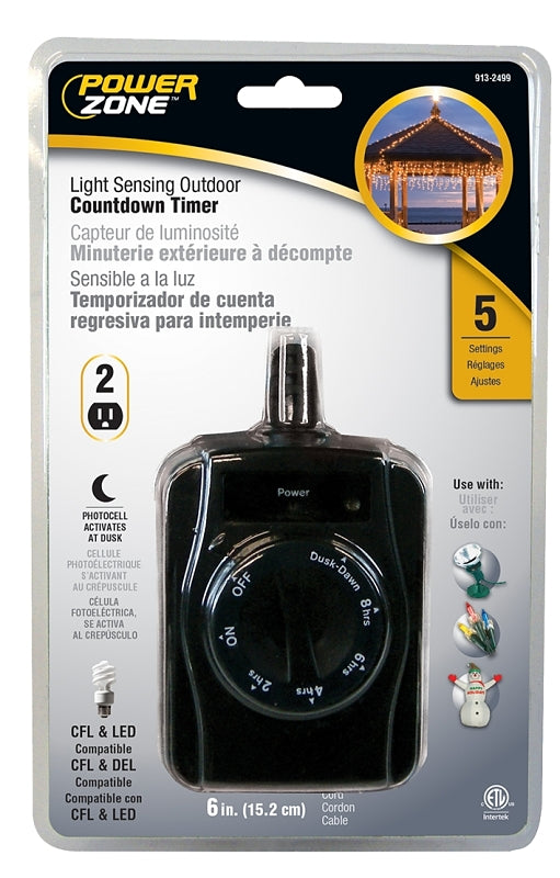 PowerZone TNOCD002 Countdown Timer with Photo Sensor, 15 A, 125 V, 187 ...