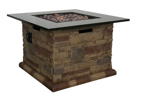 Seasonal Trends 52075 Morgan Hill Fire Table, 34-1/2 in W, Square Table