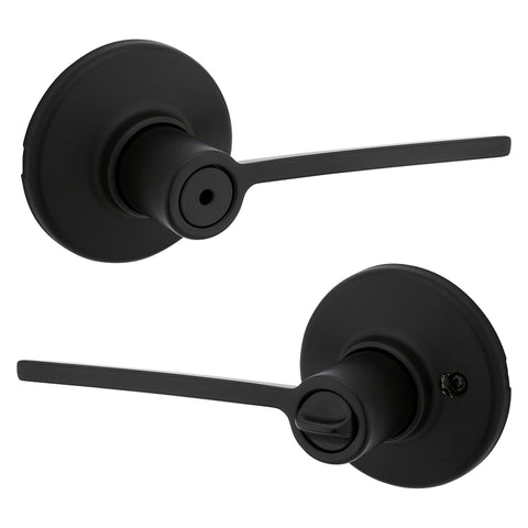 Kwikset Ladera Series 300LRL RDT 514 CP Privacy Lockset, Lever Handle, Matte, Zinc, Black, Left, Right Hand