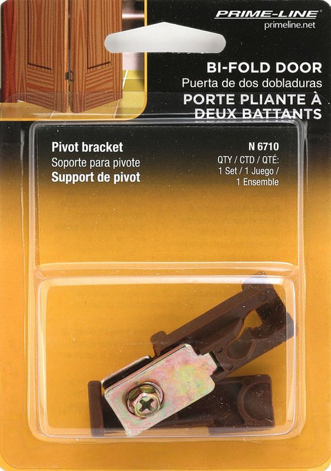 Prime-Line N 6710 Pivot Bracket, 2-3/16 in L x 5/8 in W Base, 5/8 in W x 11/16 in H Clip Dimensions, Plastic/Steel, Pack of 6